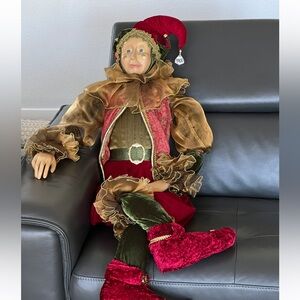 Rare Excellent Vintage Mardi Gras
Jester Display Life Size Doll 58"